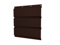 Софит металлический Grand Line шоколадно-коричневый центральная перфорация 0,5 GreenCoat Pural Matt